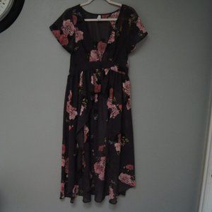 Live 4 Truth High/Low Grey Floral Kimono Duster L